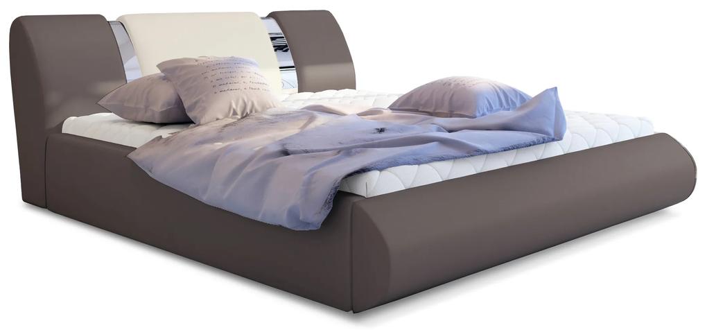 Manželská posteľ 160 cm Fabio (hnedá + krémová) (s roštom a úl. priestorom). Vlastná spoľahlivá doprava až k Vám domov. 1041670