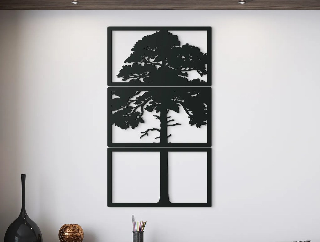 drevko Viacdielny obraz Strom na lúke Rozmer obrazu: 65 x 37 cm, Farba dekorácie: Čierna