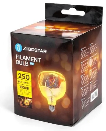 LED Žiarovka FILAMENT G125 E27/4W/230V 1800K - Aigostar
