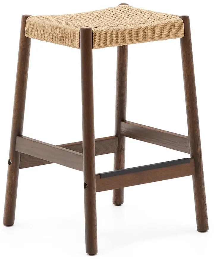Hnedé/v prírodnej farbe barové stoličky v súprave 2 ks z dubového dreva (výška sedadla 66 cm) Yalia – Kave Home