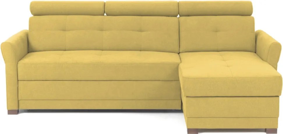 Rohová sedacia súprava Harris, žltá karí látka, pravý roh