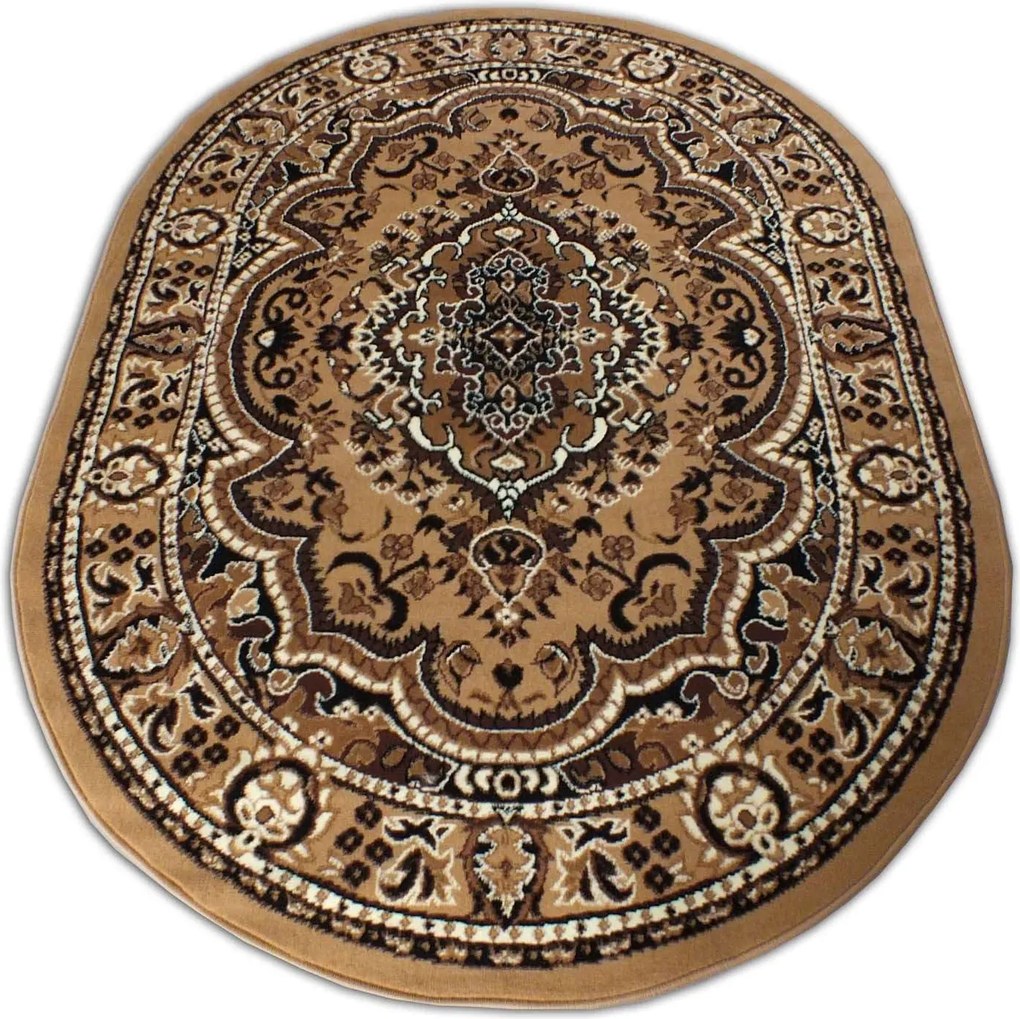 DY Oválny orientálny hnedý koberec Alfa 06 Rozmer: 100x200 cm