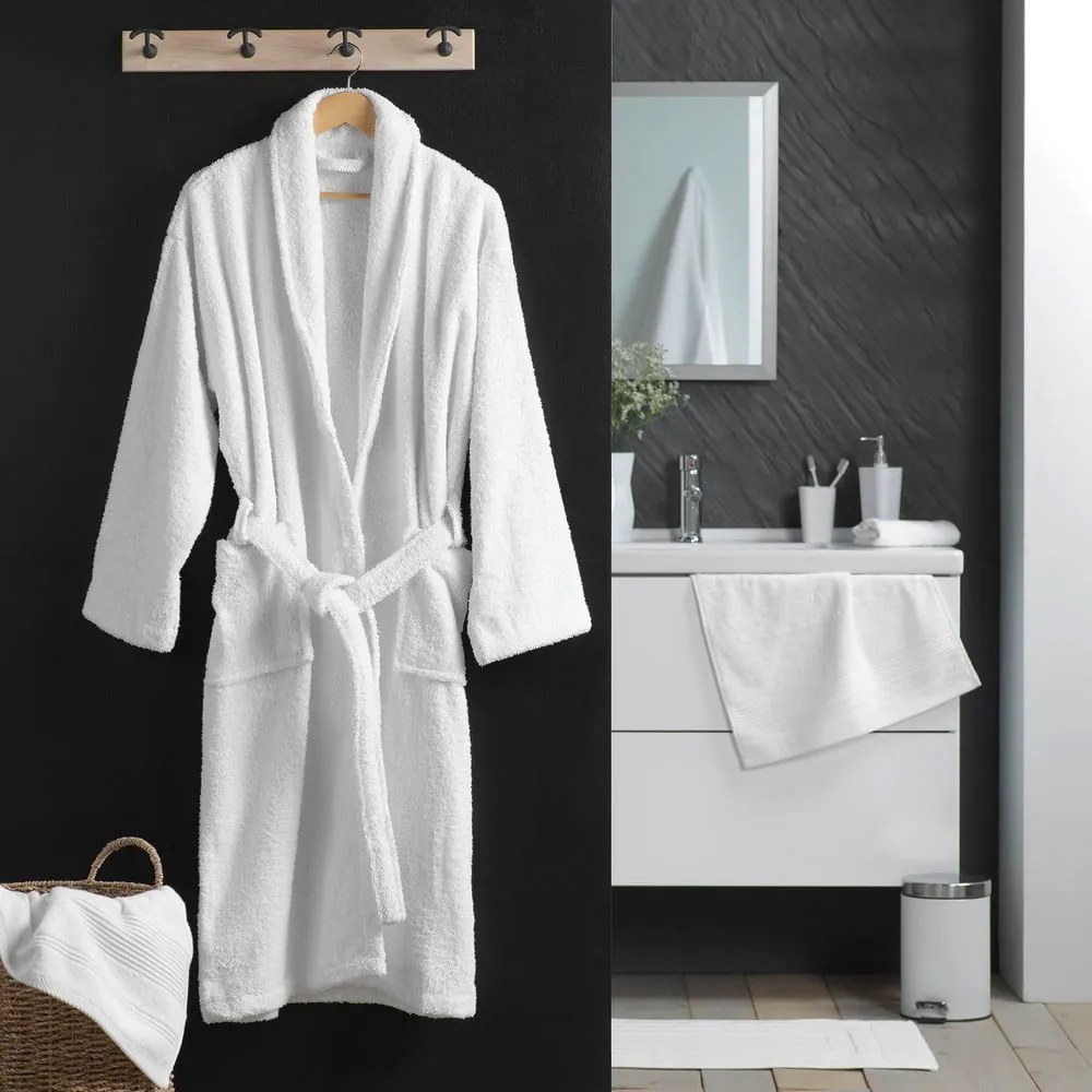 Biely bavlnený župan veľkosť M Tendresse – douceur d'intérieur