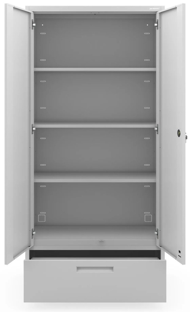 Kovová skriňa MEGAN – sivá, jednoduchá zásuvka, 185 cm