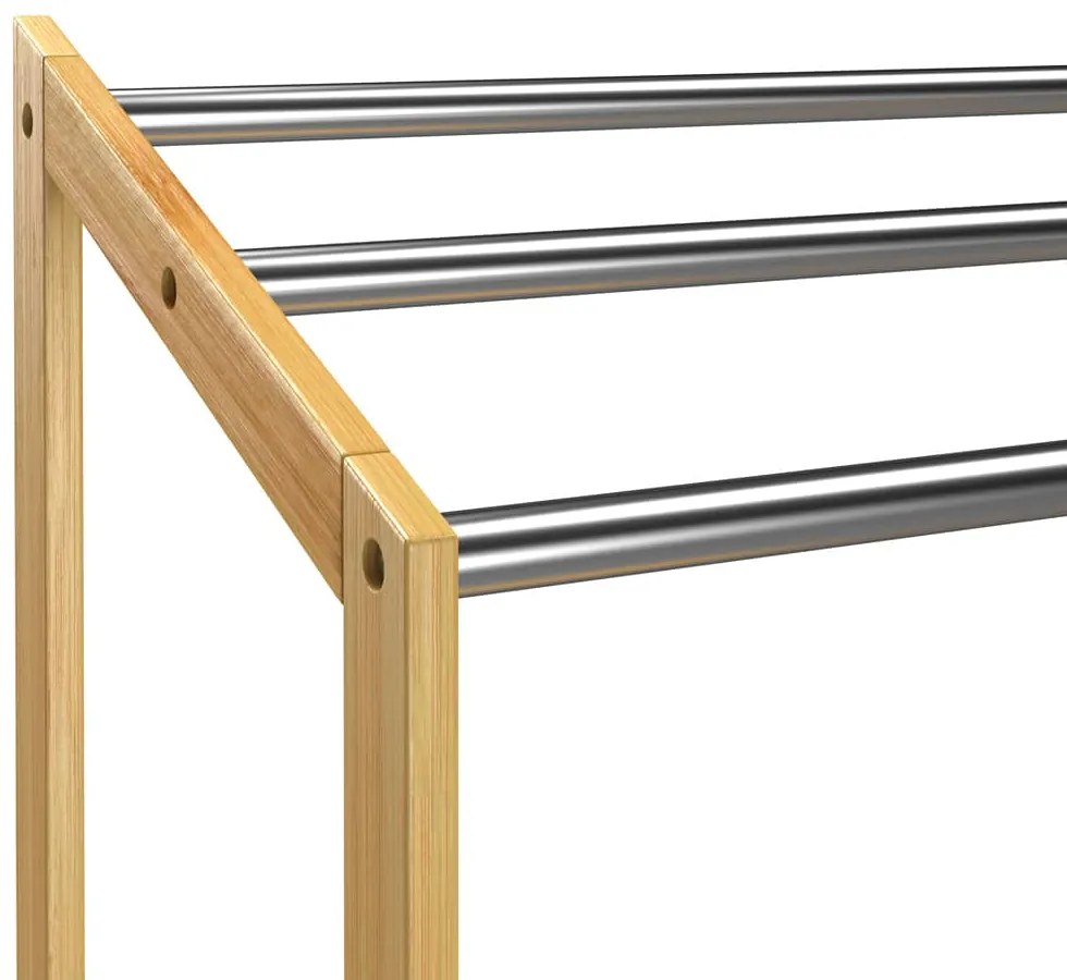 Bambusový stojan na uteráky RUBBY s kovovými tyčami a policou , 51x31x85 cm, hnedá/strieborná Casaria