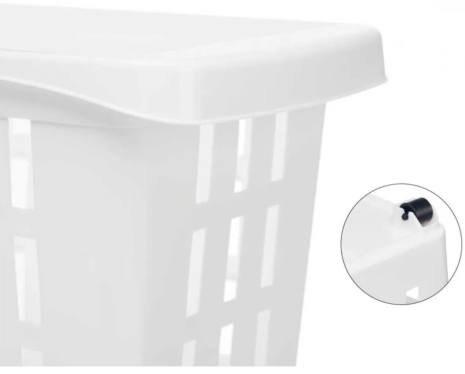 Arte Regal Úložný box s kolieskami, atypicky úzky, biely, Agnes, 20 l, 46 x 18 x 26