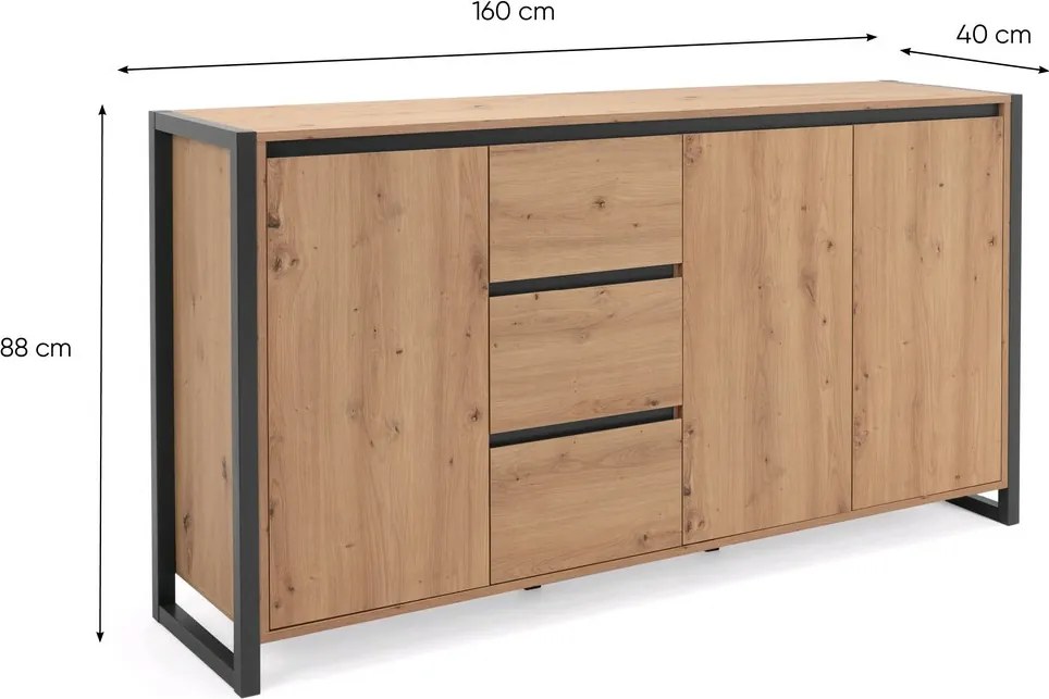 Široká komoda Denver, dub artisan/antracit