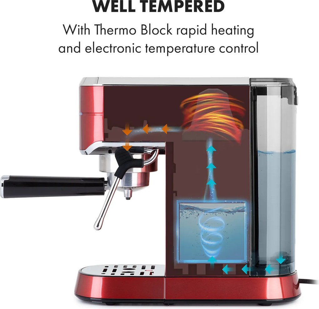 Klarstein Futura, pákový kávovar, 1450 W, 20 bar, 1,25 l, nehrdzavejúca oceľ