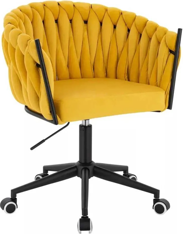LuxuryForm DESIGN Stolička NORDEN VELUR na čiernej podstave s kolieskami - žltá