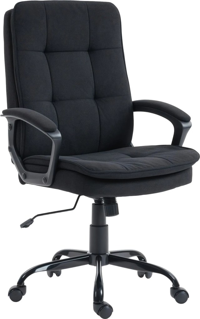 HOMCOM ergonomická kancelárska stolička s dvojvrstvovým polstrovaním — otočná, nastaviteľná výška, hojdanie, nosnosť 120 kg, čierna | Aosom