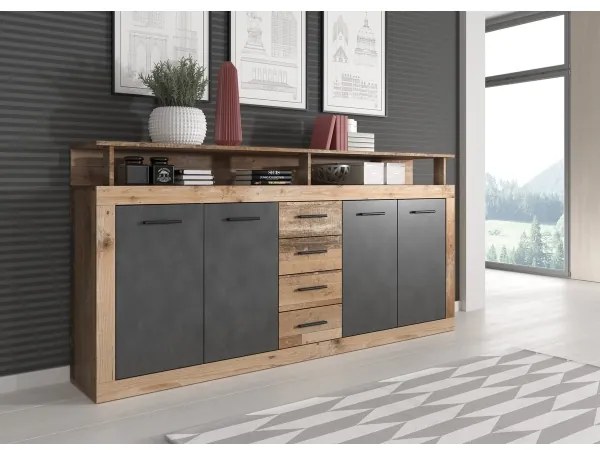 Komoda RUNA svetlohnedá/antracit