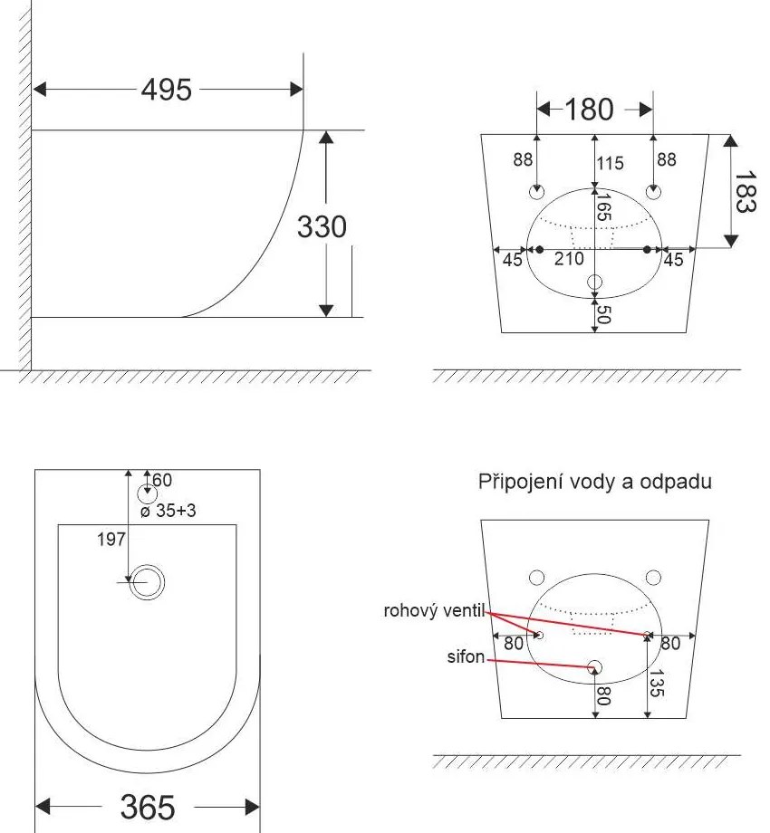 Mereo Mereo, Bidet závesný kapotovaný, 495x365x330, keramický, biely, MER-VSD82B