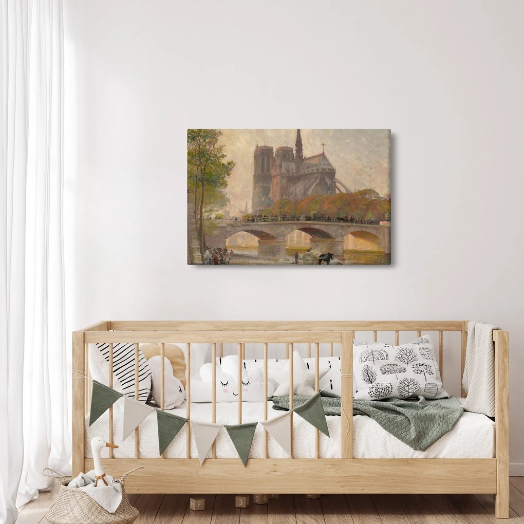 Obraz - Robert William Vonnoh, Notre Dame de Paris, reprodukcia (90x60 cm)