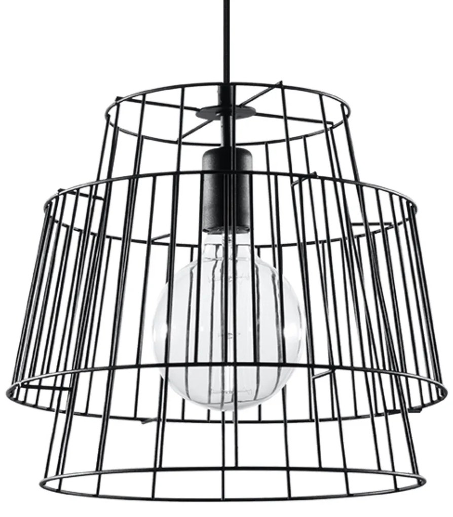 Závesné svietidlo Gate, 1x čierne drôtené tienidlo