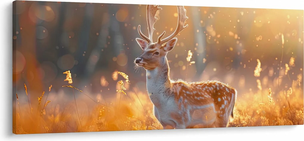 Obraz - Jeleň v poli (120x50 cm)