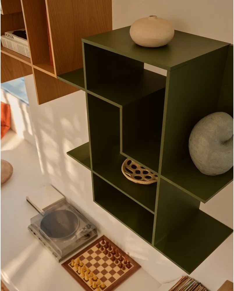 Zelený modulárny policový systém 80x80x25 cm Ina – Kave Home