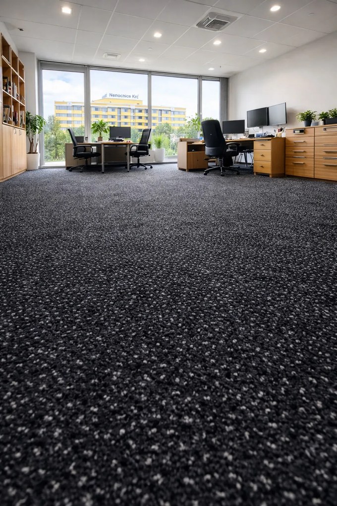 Metrážny koberec Saturnus 78, záťažový, na mieru, šíře 4m, čierna, ab (mriežka), chodba / predsieň, Betap