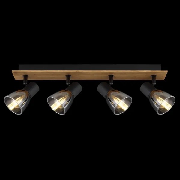 Globo 54307-4W - Bodové svietidlo CLAUDE 4xE14/40W/230V čierna/drevo