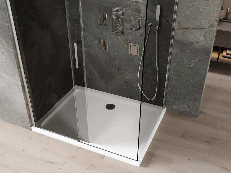 Mexen Omega posuvná sprchová kabína 100 x 90 cm, grafitová, chróm + Flat vanička, biela - 825-100-090-01-40-4010