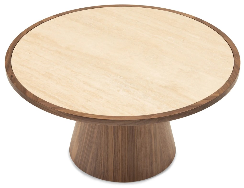 Konferenční stolek Kyoto 80 cm travertin/ořech