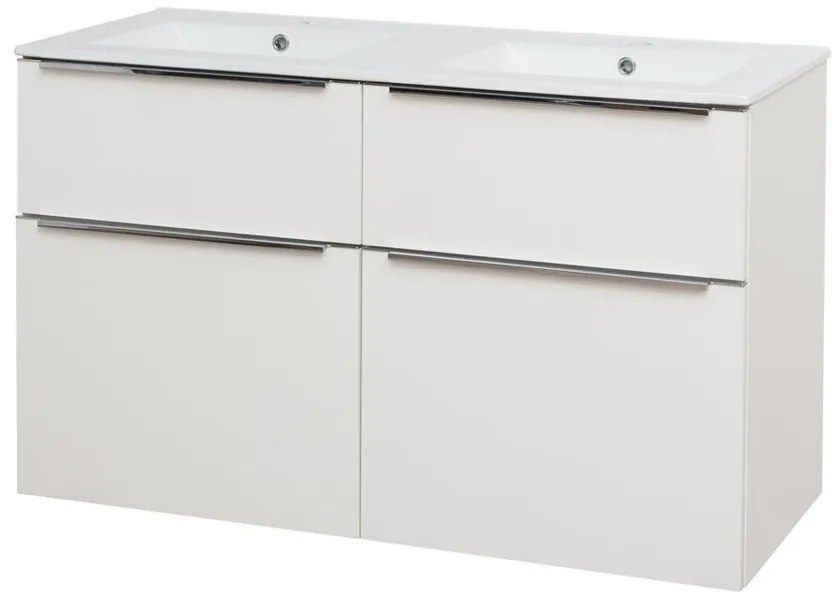 Mereo Mereo, Mailo, kúpeľňová skrinka s keramickým umývadlom 121 cm, chrómové madlo, MER-CN513