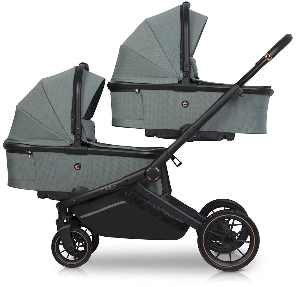 Športový kočík pre dvojčatá CAVOE Avec Boho Green