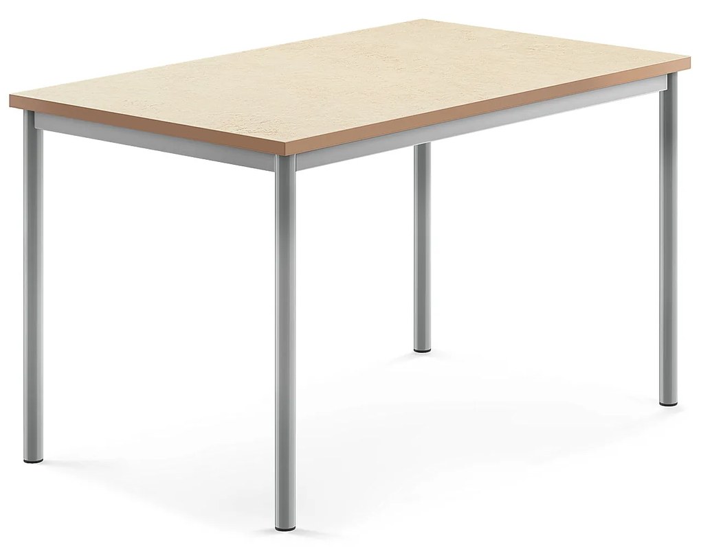 Stôl SONITUS, 1200x800x720 mm, linoleum - béžová, strieborná