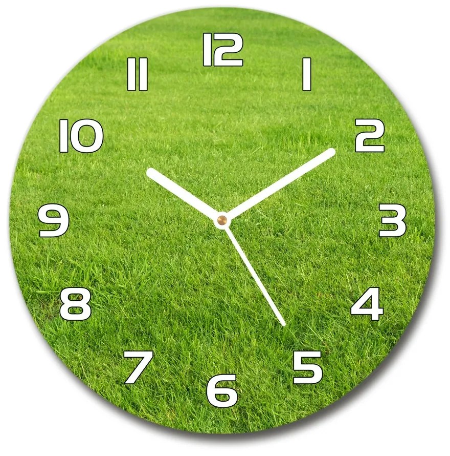 Sklenené hodiny okrúhle Zelená tráva pl_zso_30_f_141153462