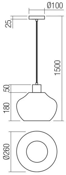 Redo 01-4046 - Luster na lanku ATLANTIS 1xE27/42W/230V pr. 26 cm čierna