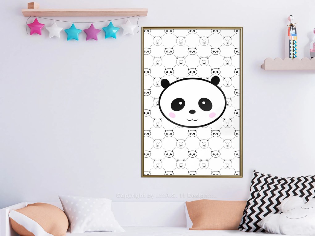 Artgeist Plagát - Pandas and Bears [Poster] Veľkosť: 30x45, Verzia: Čierny rám s passe-partout