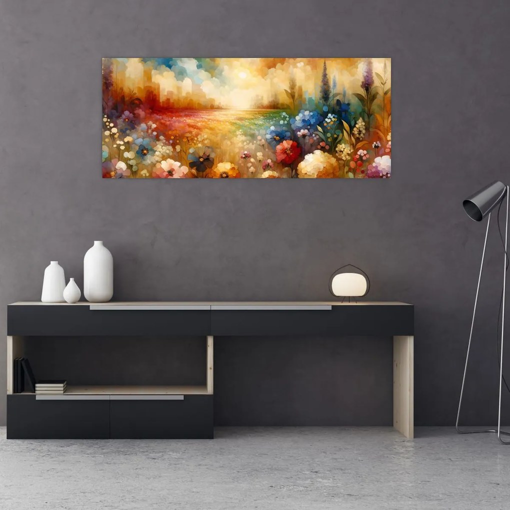 Obraz - Pestrofarebná lúka (120x50 cm)