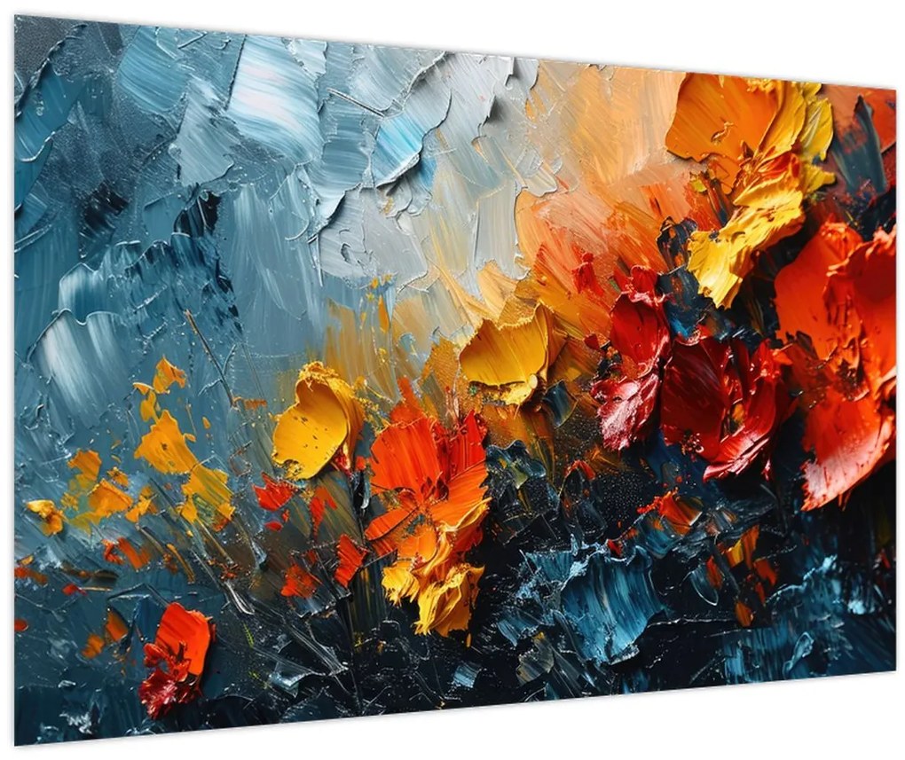 Obraz - Abstraktná maľba kvetov III. (90x60 cm)