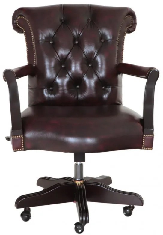Kancelárska stolička Chesterfield Court z pravej hovädzej kože New Red New Red
