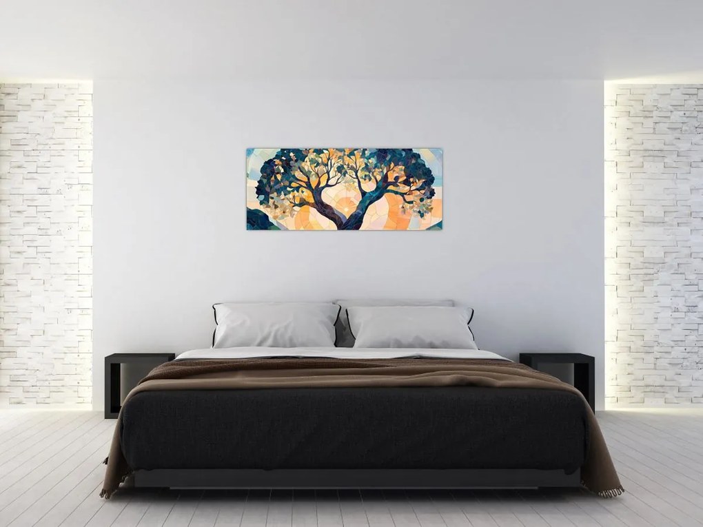 Obraz – Mozaika – slnko a strom II. (120x50 cm)
