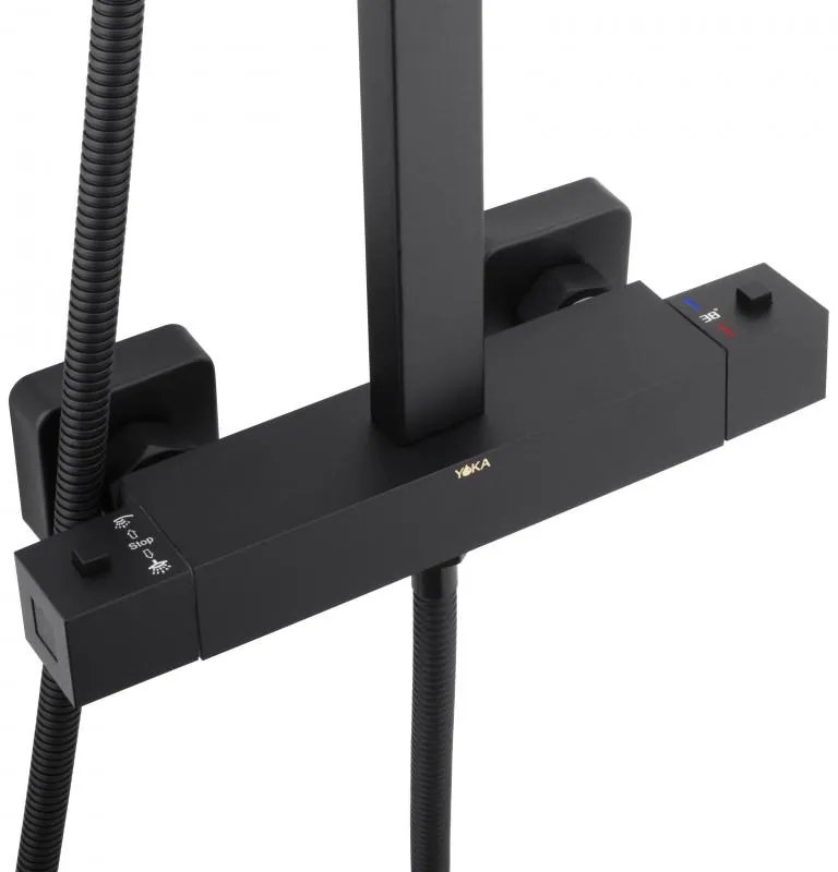 Sprchová súprava GABI s termostatickou batériou - 25x25 cm - čierna matná