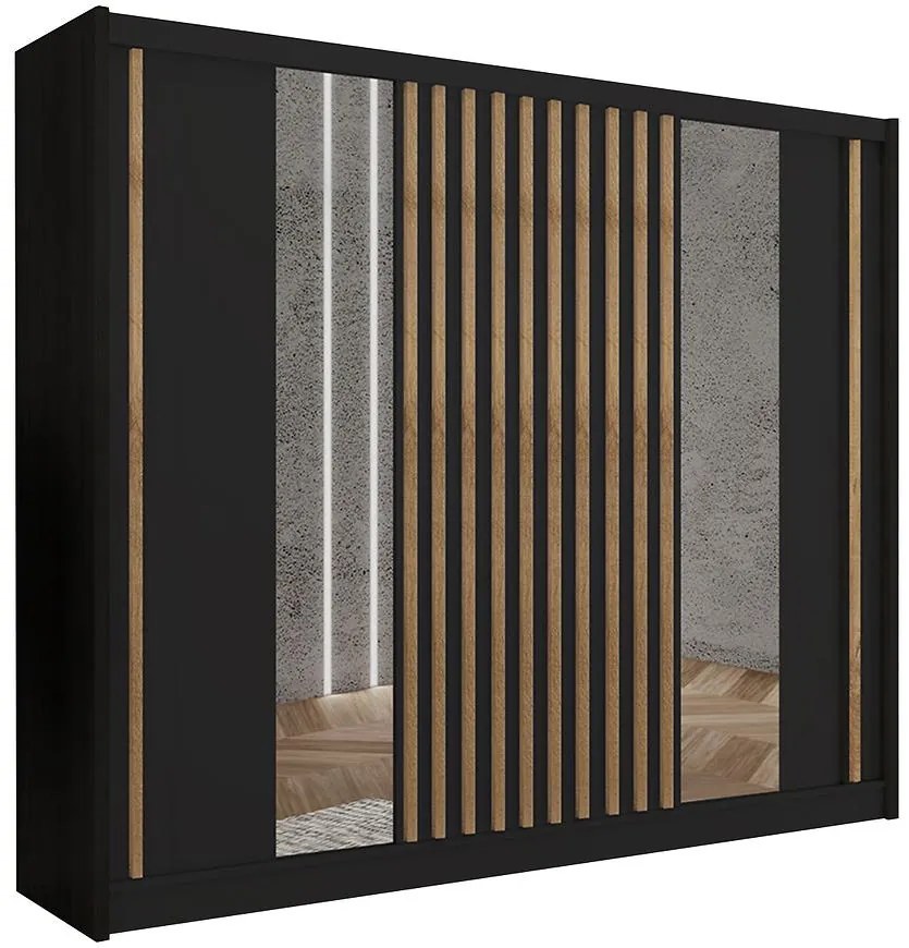 Skriňa Ladder 250 čierna/lamely dub craft