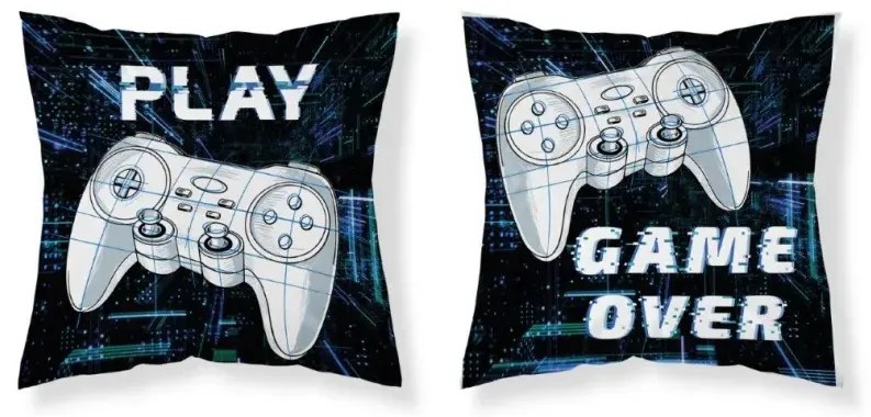 Detská obliečka na vankúš Game Over - čierna Šírka: 40 cm | Dĺžka: 40 cm