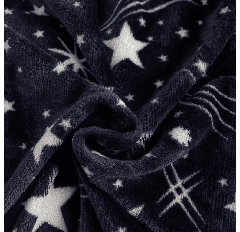 Sada 2ks mikroplyšových obliečok STARLIGHT tmavomodré + obliečka mikroplyš SOFT 180x200 cm biele, dvojlôžko