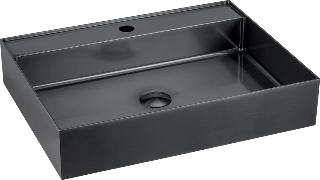 Sapho Sapho, AURUM nerezové nástenné umývadlo 55x42cm, vrátane výpuste, gun metal, AU102