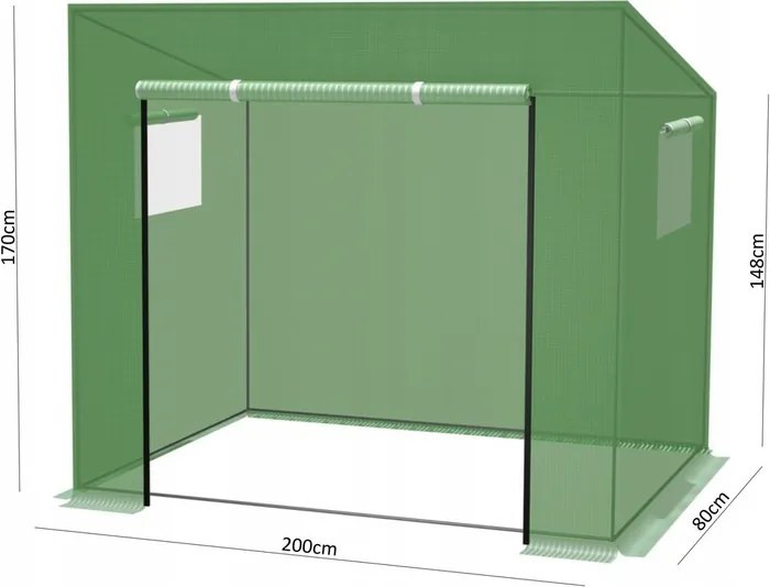 Garden Line Zelený skleník na paradajky 200 x 77 x 168/146 cm