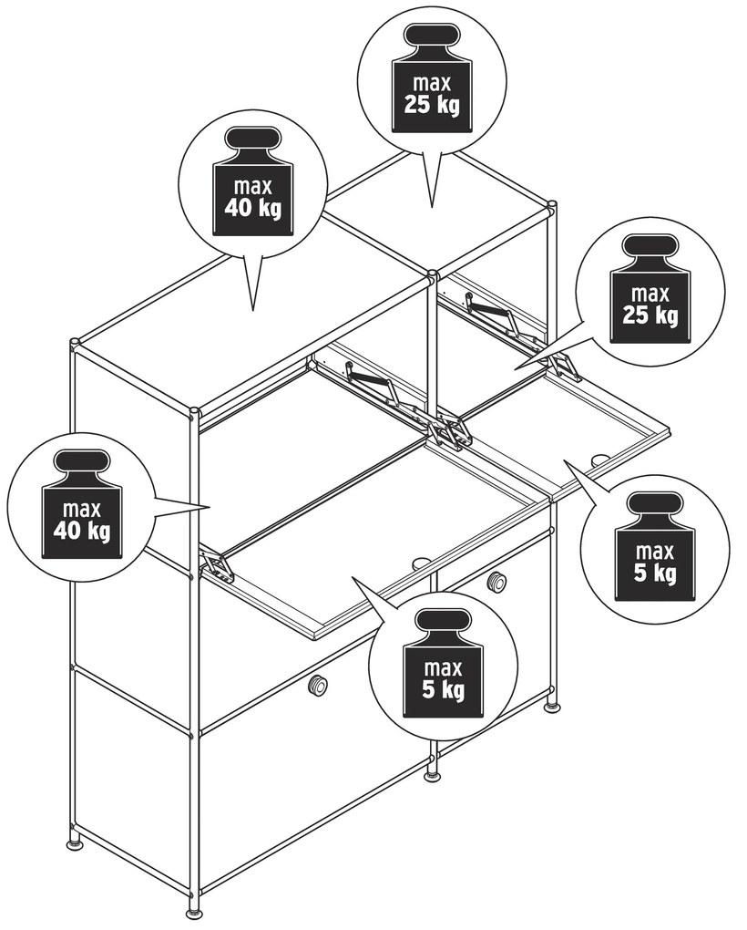 Komoda »CN3« so 6 výklopnými dvierkami, biela
