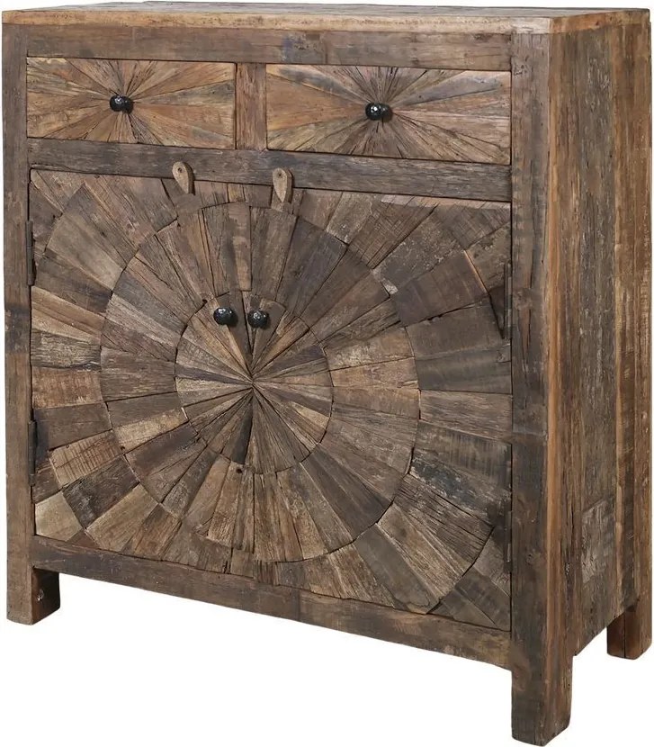 Hnedá antik drevená komoda z recyklovaného dreva Grimaud - 90*41*100 cm