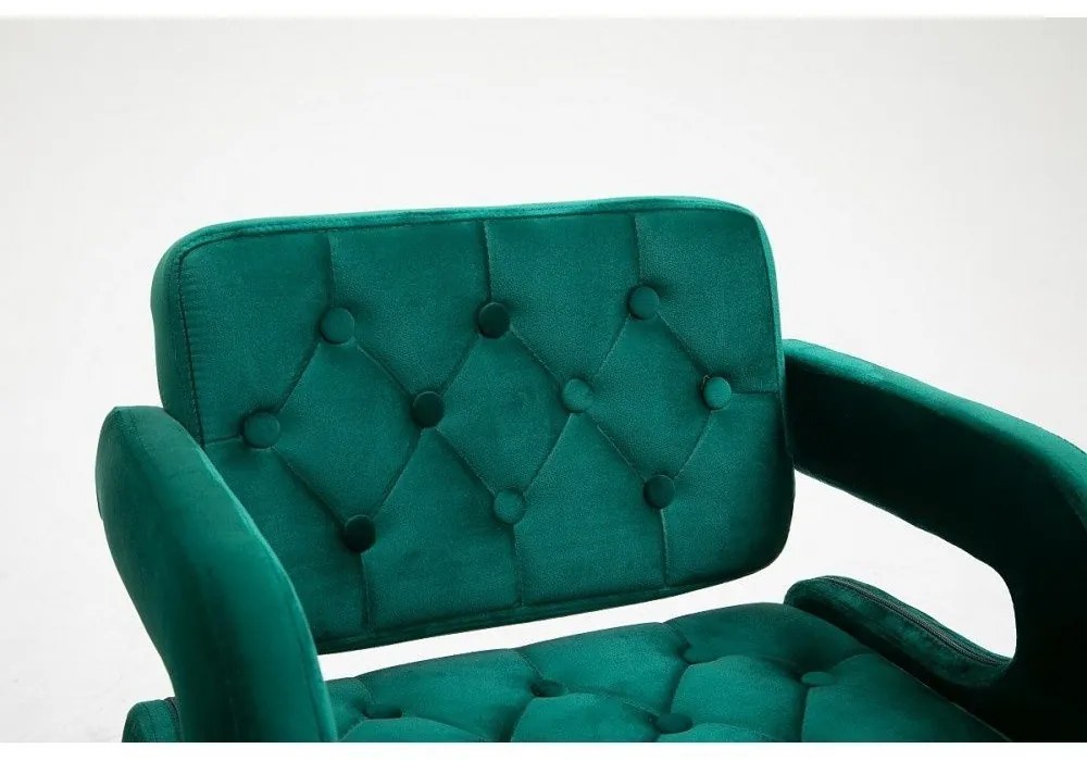 LuxuryForm DESIGN Kreslo ADRIA VELUR na zlatej podstave s kolieskami - zelené
