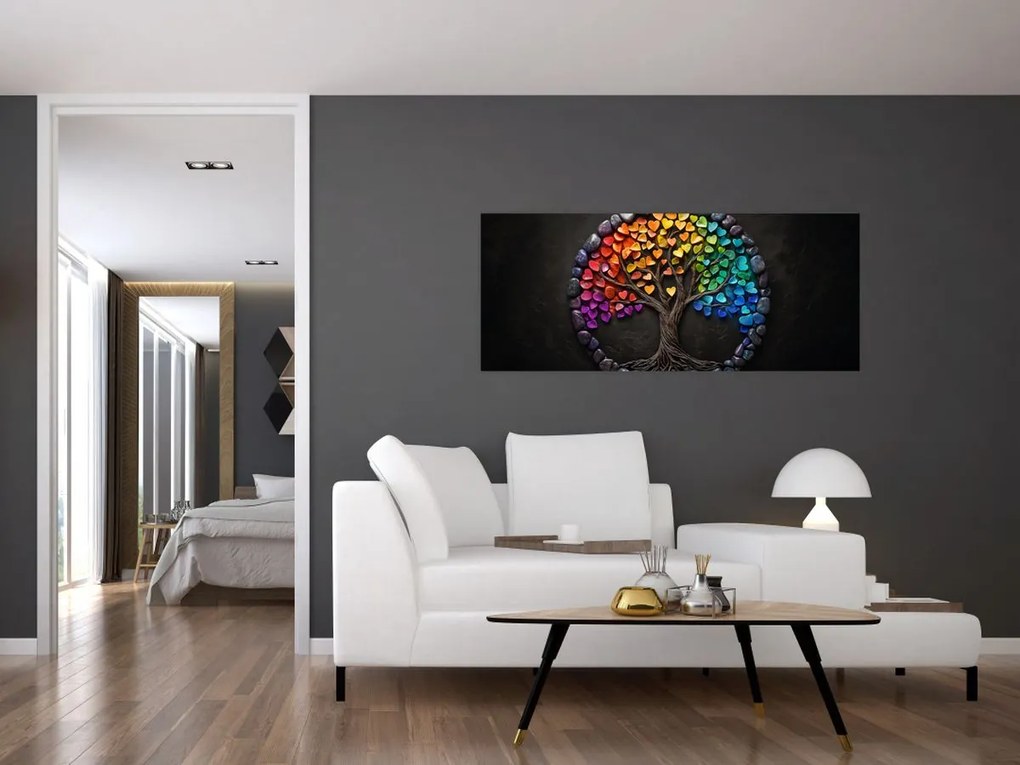 Obraz – Strom plný farebných sŕdc (120x50 cm)