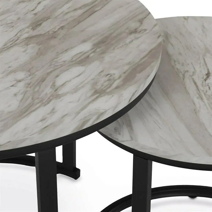 Sada konferenčných stolíkov, biely mramor, 2 ks