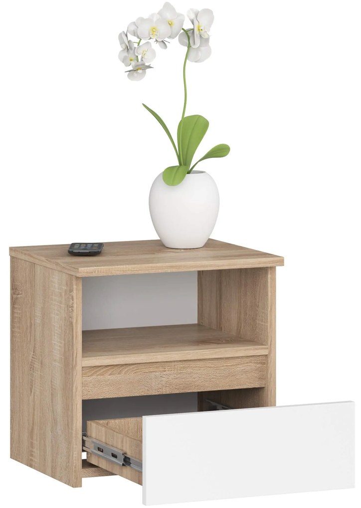 Nočný stolík CL1 40 cm dub sonoma/biely