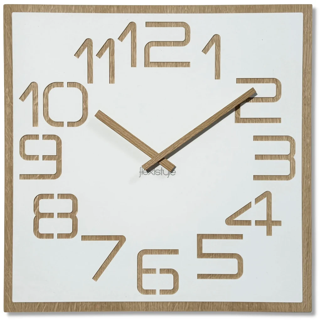 Dekorstudio Moderné drevené hodiny EKO Digits biele - 50cm