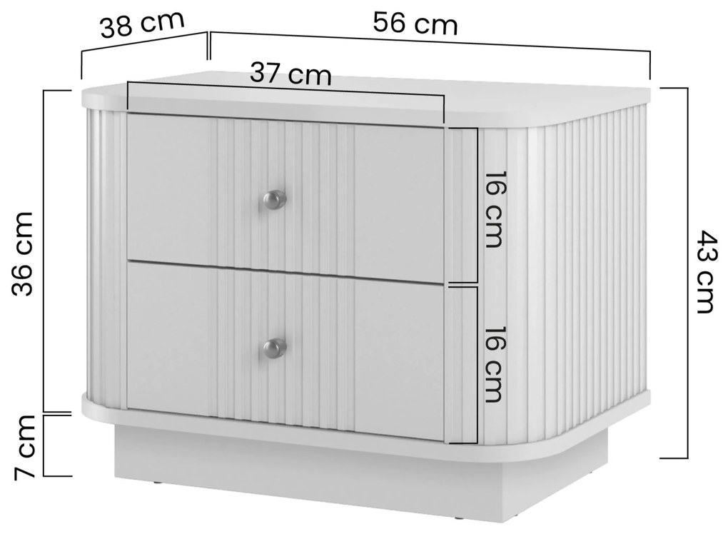 Súprava nočných stolíkov Vesper 56 cm - kašmír / čierne úchytky