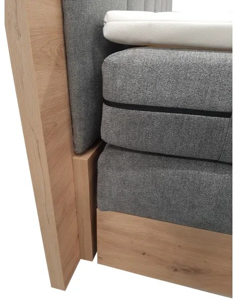 Boxspringová posteľ JASMINE 180x200 cm, sivá, s matracmi, topperom a úložným priestorom