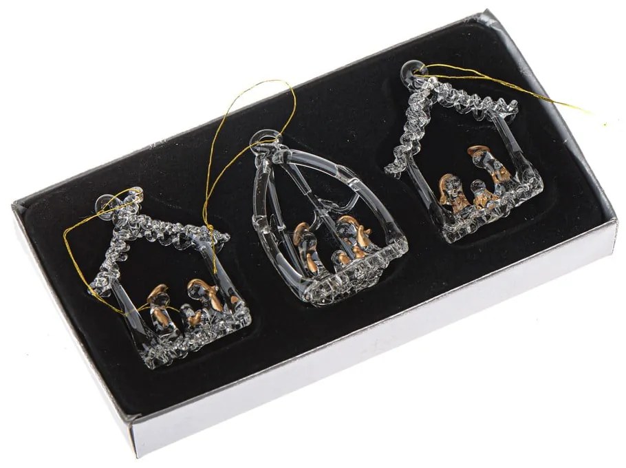 Sklenené vianočné ozdoby v súprave 3 ks 8,5 cm Betlehem – Dakls